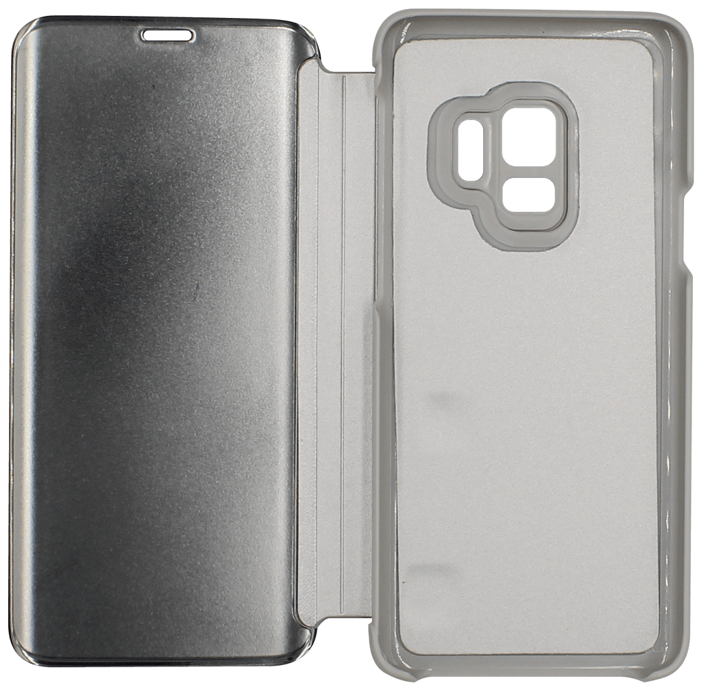 Samsung Galaxy S9 (G960) oldalra nyíló flipes bőrtok Smart Clear View ezüst