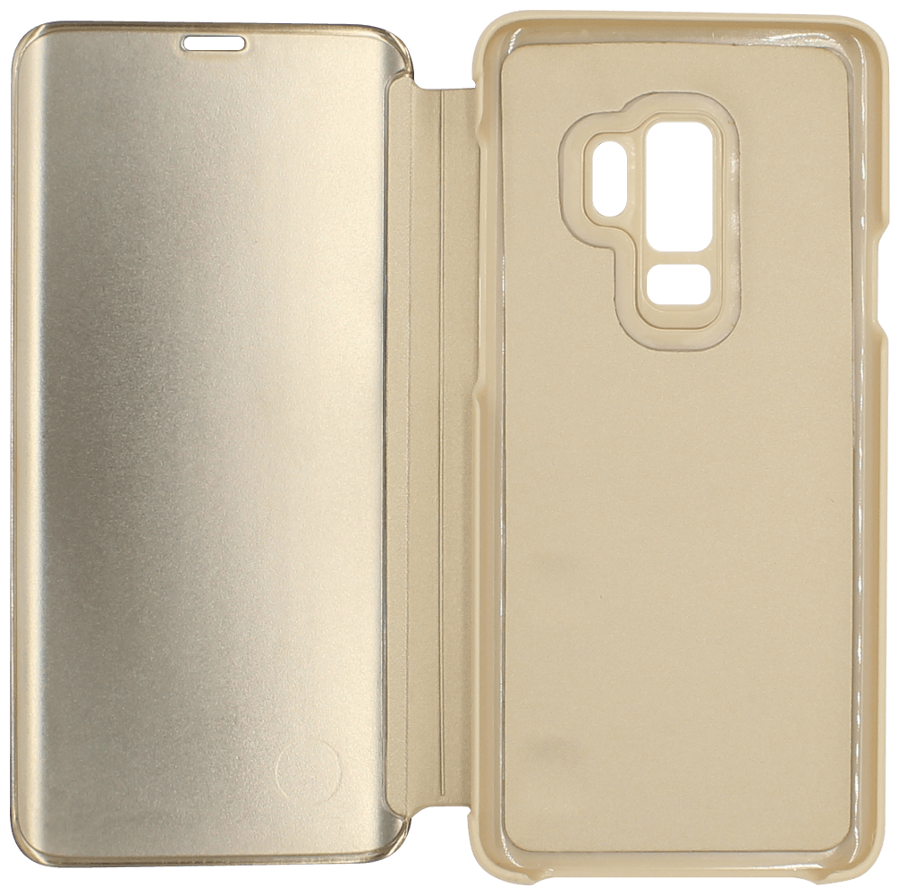 Samsung Galaxy S9 Plus (G965) oldalra nyíló flipes bőrtok Smart Clear View arany