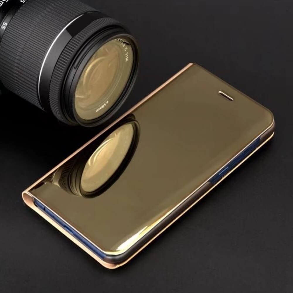 Samsung Galaxy S9 (G960) oldalra nyíló flipes bőrtok Smart Clear View arany