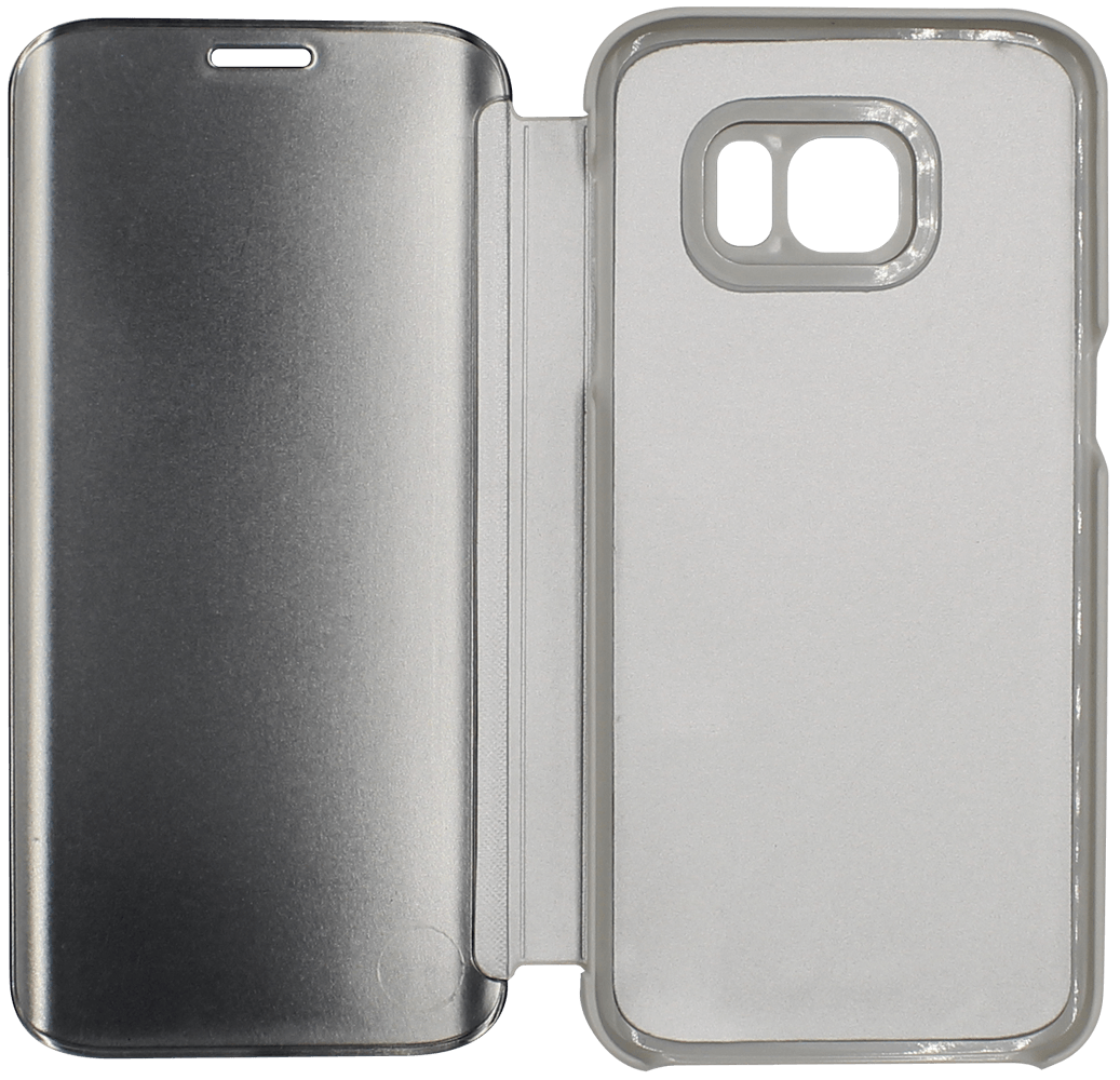 Samsung Galaxy S7 Edge (G935) oldalra nyíló flipes bőrtok Smart Clear View ezüst