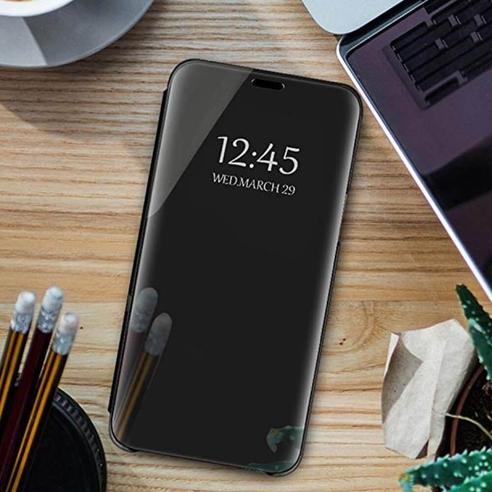Samsung Galaxy M10 (SM-M105) oldalra nyíló flipes bőrtok Smart Clear View fekete