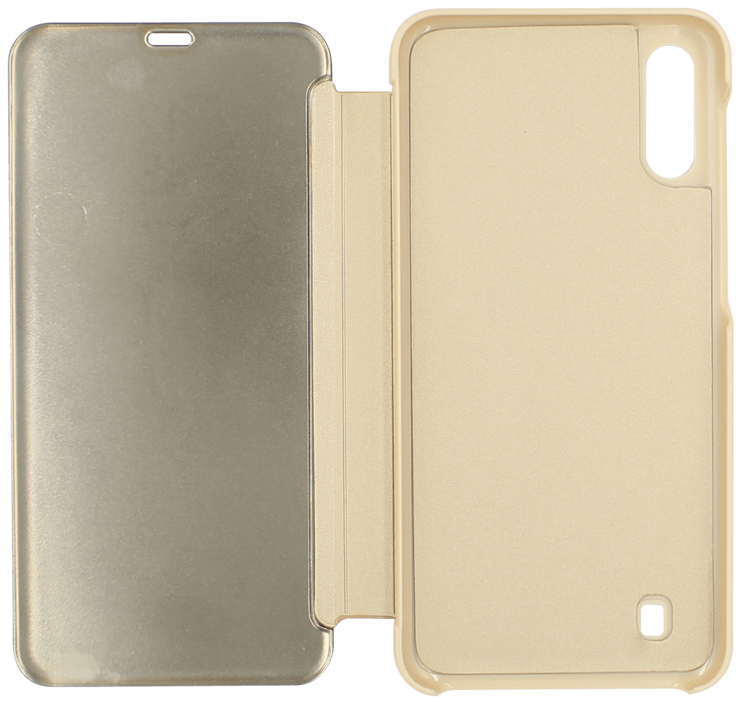 Samsung Galaxy M10 (SM-M105) oldalra nyíló flipes bőrtok Smart Clear View arany