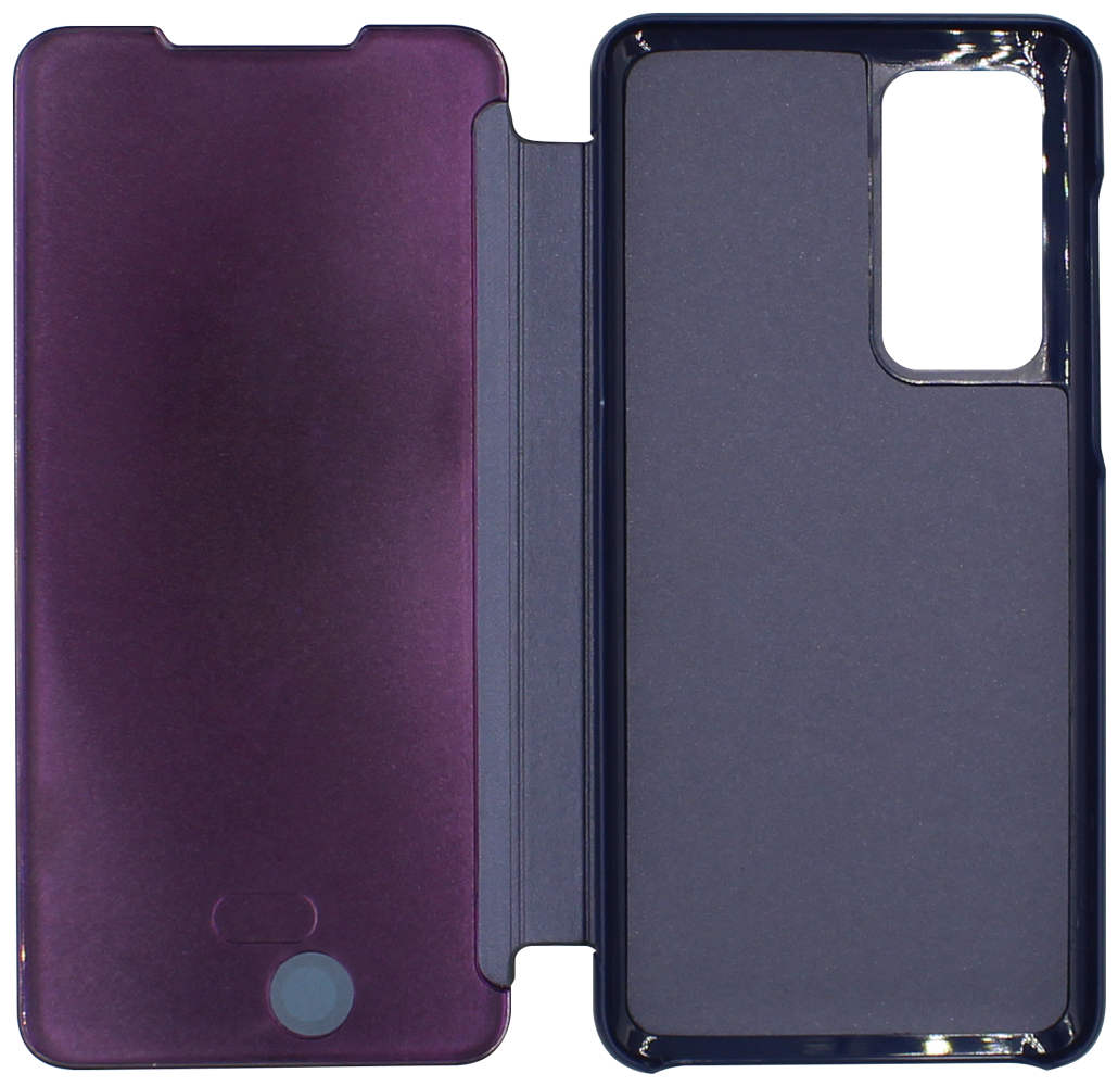 Huawei P40 oldalra nyíló flipes bőrtok Smart Clear View lila