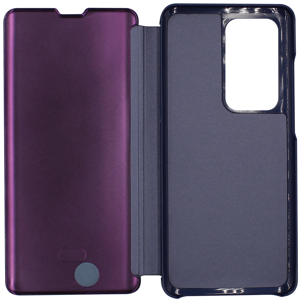 Huawei P40 Pro oldalra nyíló flipes bőrtok Smart Clear View lila