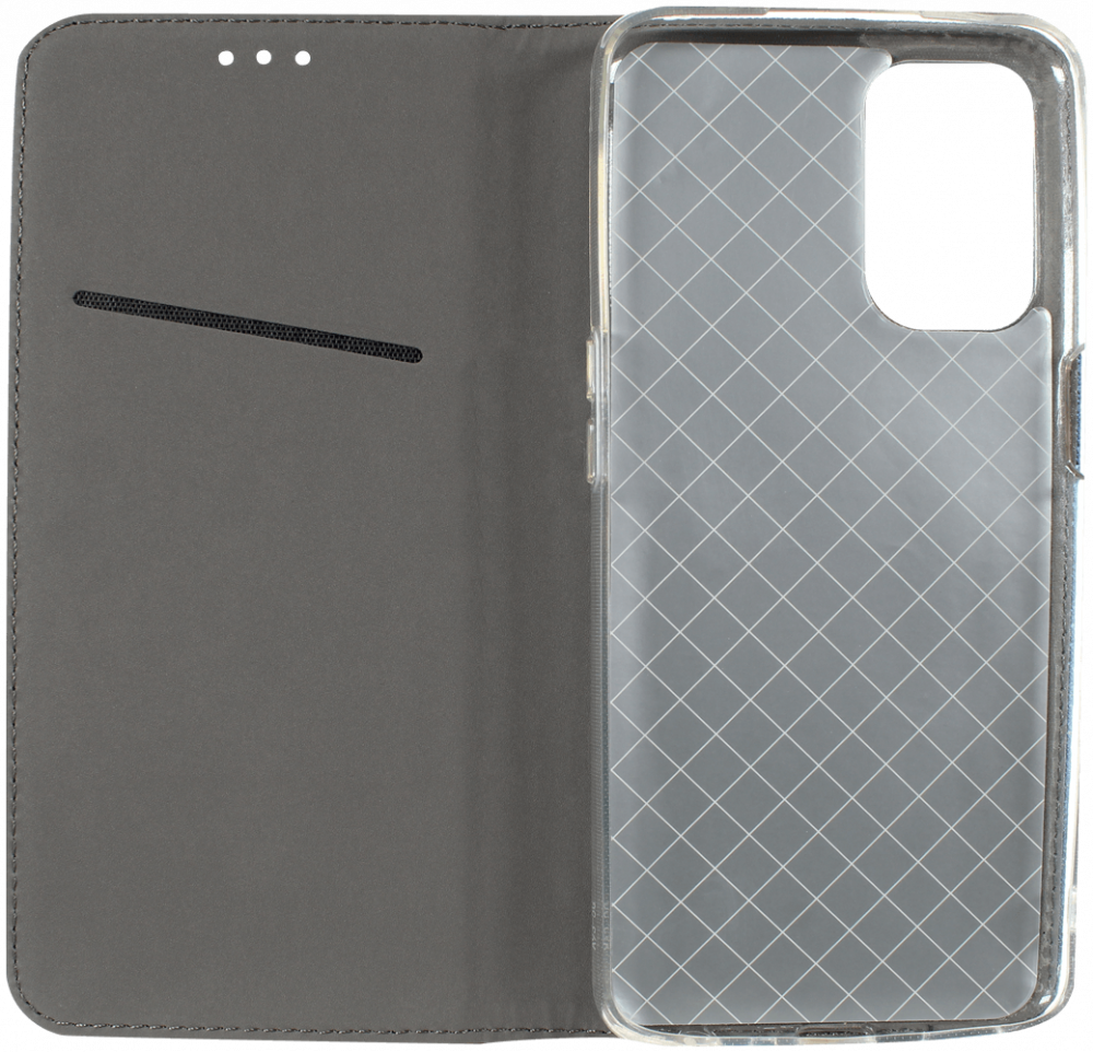 Oppo A54 5G oldalra nyíló flipes bőrtok rombusz mintás sötétkék