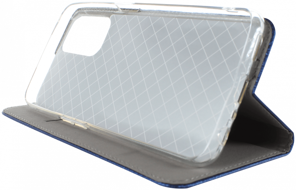 Oppo A54 5G oldalra nyíló flipes bőrtok rombusz mintás sötétkék