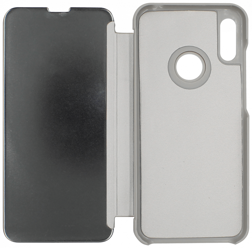 Huawei Y6s (2019) oldalra nyíló flipes bőrtok Smart Clear View ezüst