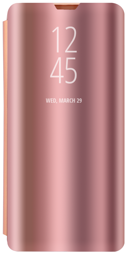 Samsung Galaxy S8 Plus (G955) oldalra nyíló flipes bőrtok Smart Clear View rozéarany