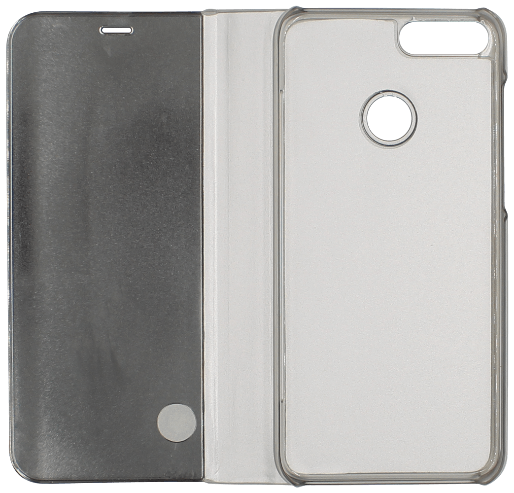 Huawei P Smart (Enjoy 7S) oldalra nyíló flipes bőrtok Smart Clear View ezüst
