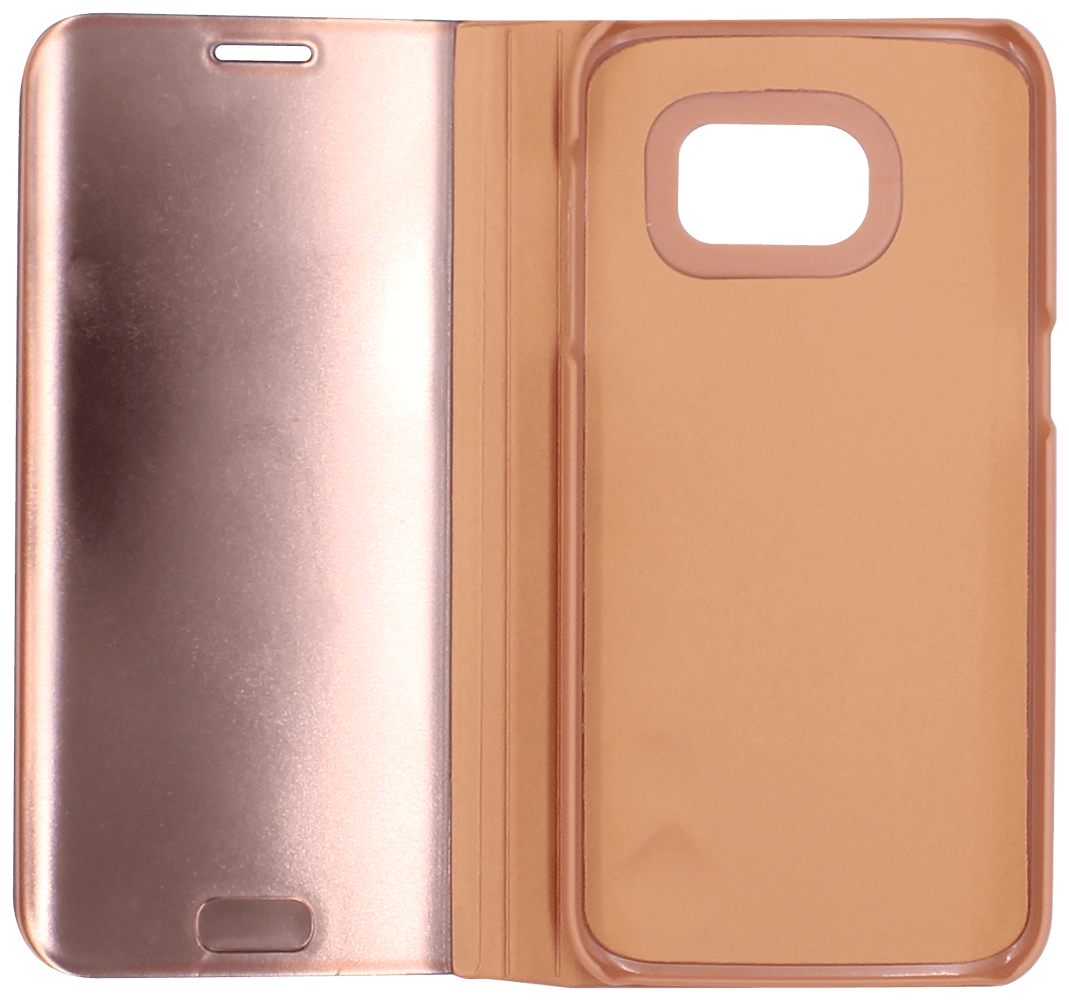 Samsung Galaxy S7 (G930) oldalra nyíló flipes bőrtok Smart Clear View rozéarany