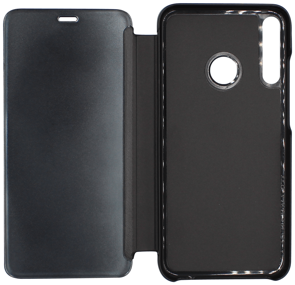 Huawei P40 Lite E oldalra nyíló flipes bőrtok Smart Clear View fekete
