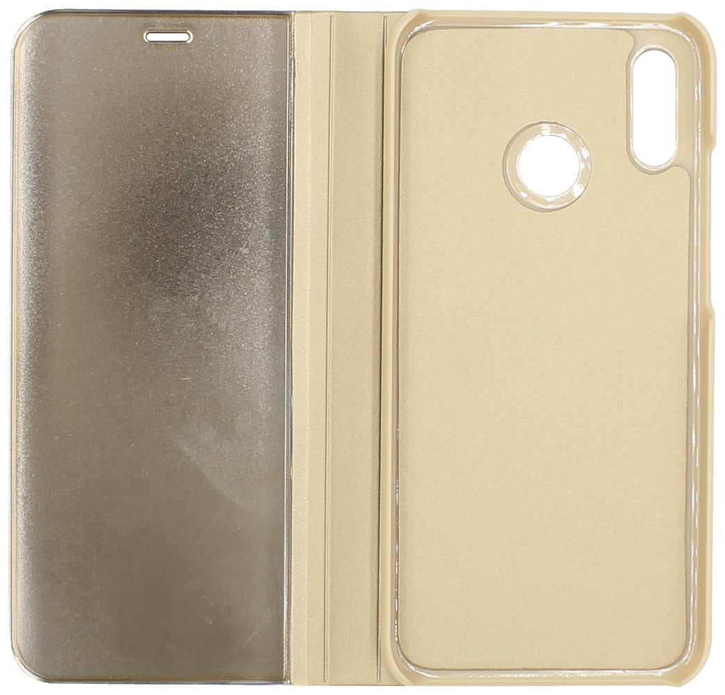Huawei P20 Lite oldalra nyíló flipes bőrtok Smart Clear View arany