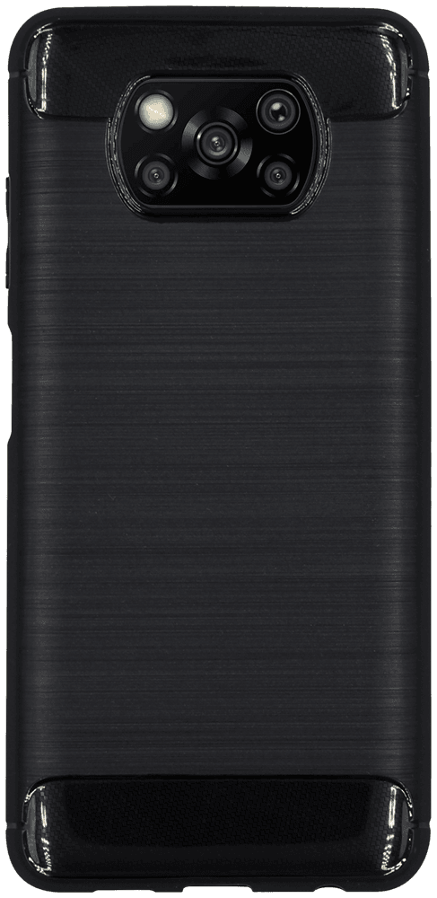 Xiaomi Poco X3 Pro ütésálló szilikon tok szálcsiszolt-karbon minta légpárnás sarok fekete