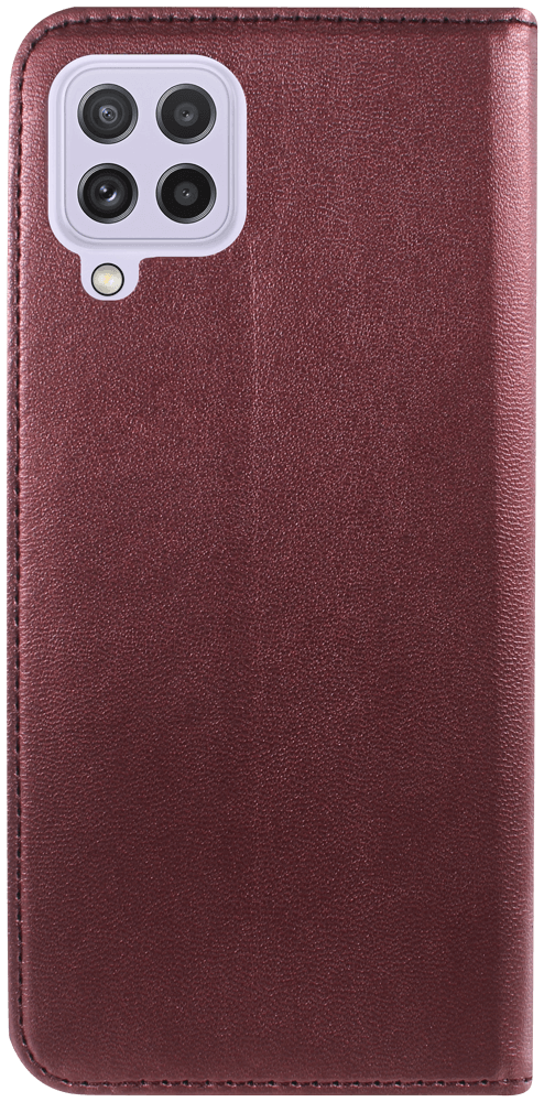 Samsung Galaxy A22 4G (SM-A225F) oldalra nyíló flipes bőrtok asztali tartó funkciós bordó