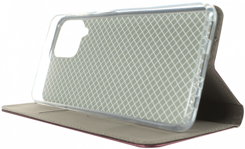 Samsung Galaxy A22 4G (SM-A225F) oldalra nyíló flipes bőrtok asztali tartó funkciós bordó