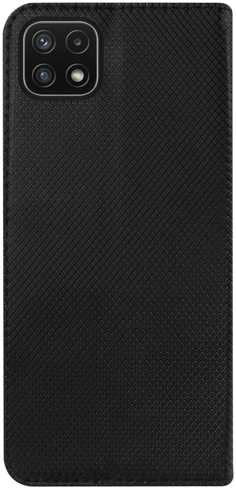 Samsung Galaxy A22 5G (SM-A226B) oldalra nyíló flipes bőrtok rombusz mintás fekete