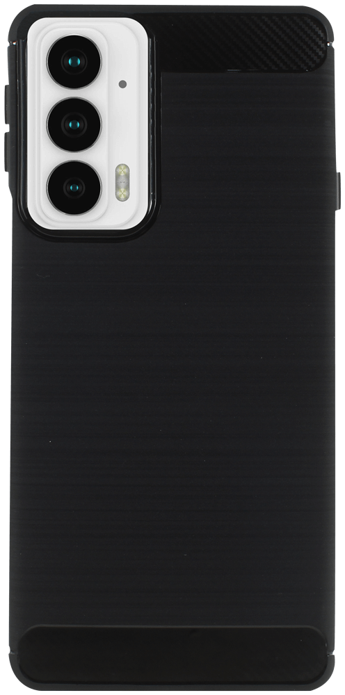 Motorola Edge 20 ütésálló szilikon tok szálcsiszolt-karbon minta légpárnás sarok fekete