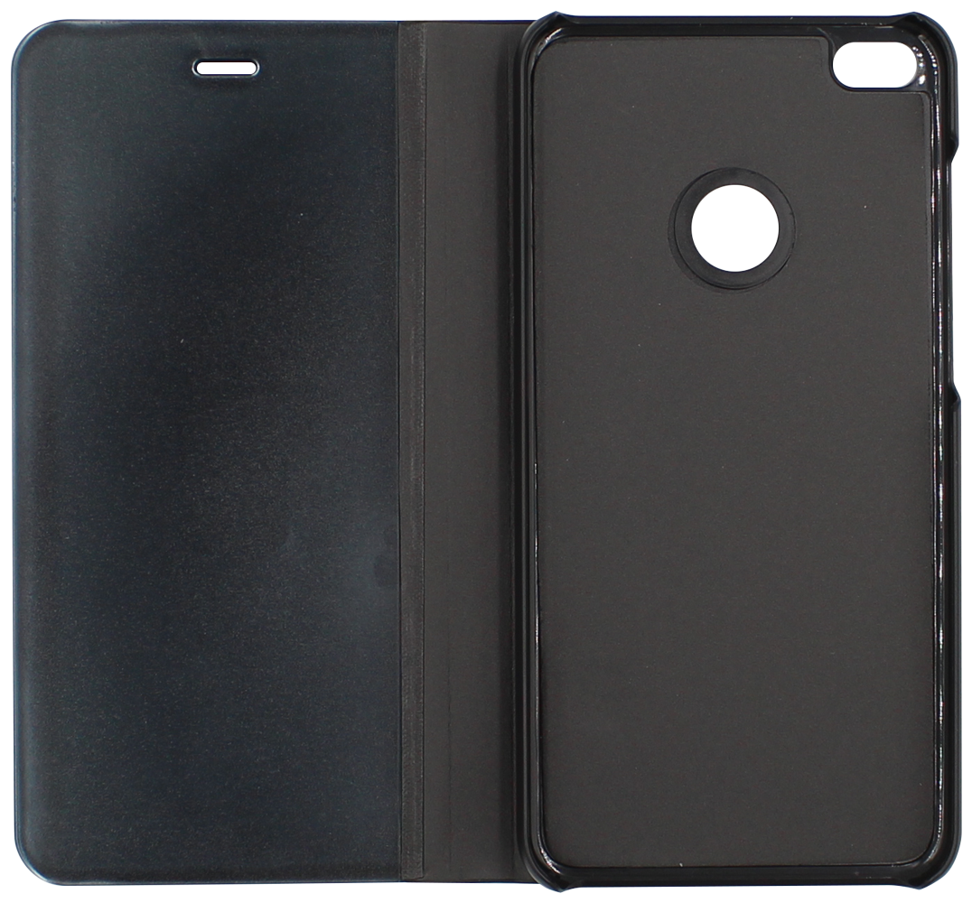 Huawei P9 Lite 2017 oldalra nyíló flipes bőrtok Smart Clear View fekete