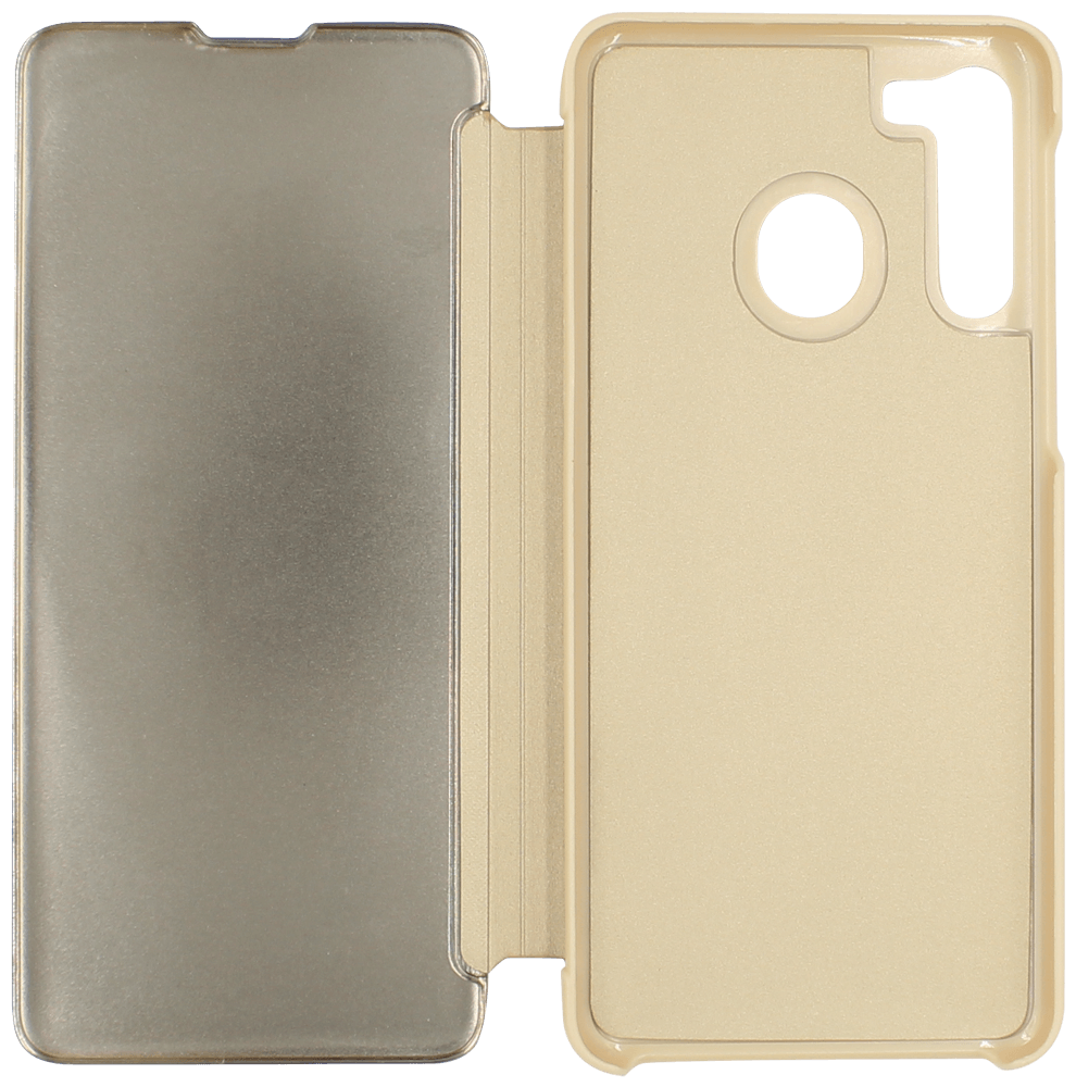 Samsung Galaxy A21 (SM-A210F) oldalra nyíló flipes bőrtok Smart Clear View arany