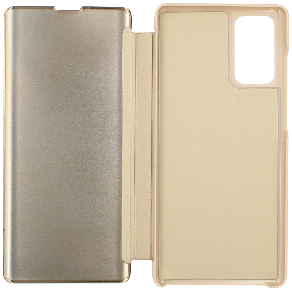 Samsung Galaxy Note 20 5G (SM-N981B) oldalra nyíló flipes bőrtok Smart Clear View arany