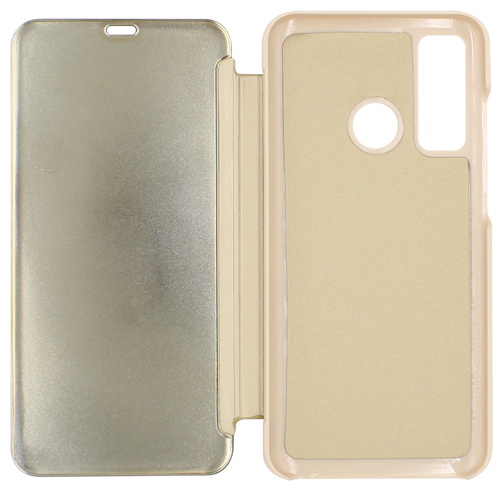 Huawei P Smart 2020 oldalra nyíló flipes bőrtok Smart Clear View arany