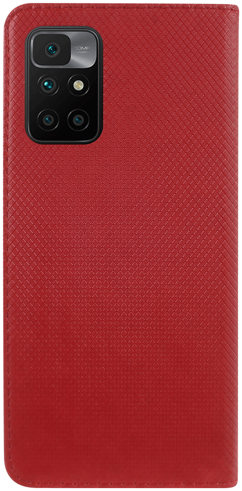 Xiaomi Redmi 10 oldalra nyíló flipes bőrtok rombusz mintás piros