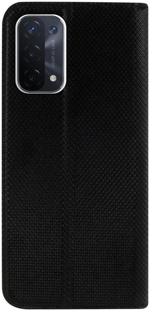Oppo A74 5G oldalra nyíló flipes bőrtok rombusz mintás fekete