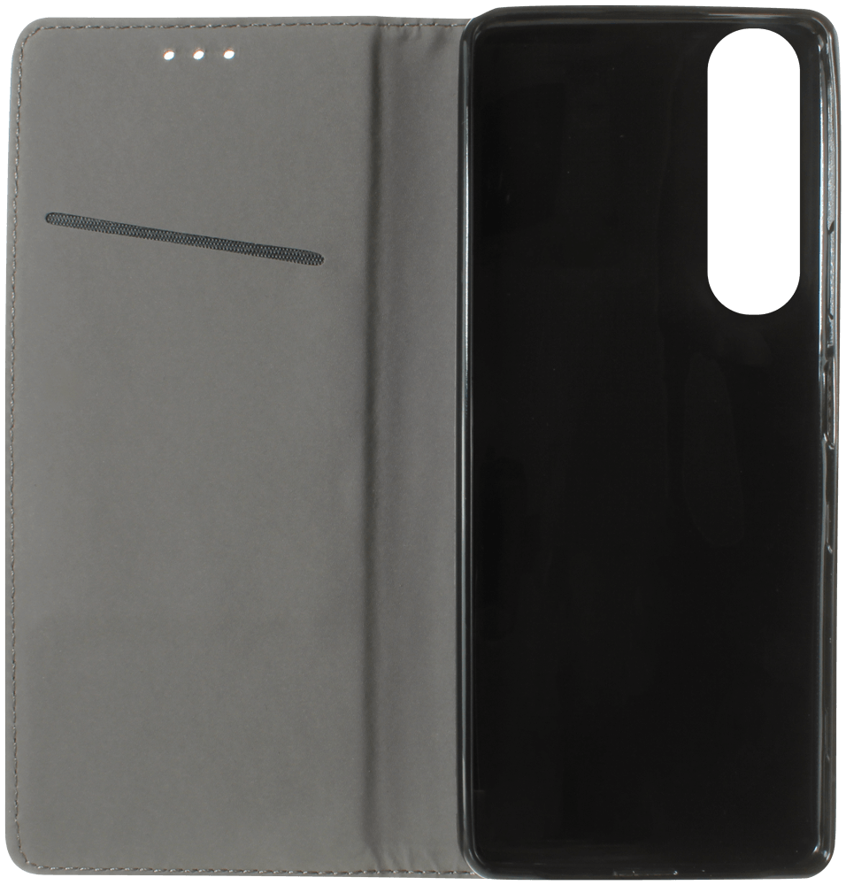Sony Xperia 1 III oldalra nyíló flipes bőrtok rombusz mintás fekete
