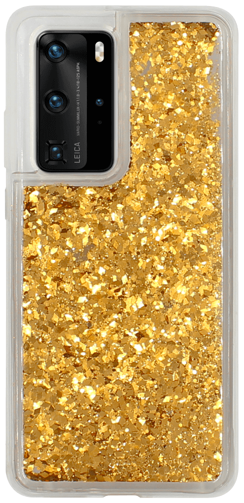 Huawei P40 Pro szilikon tok gyári Liquid Sparkle arany