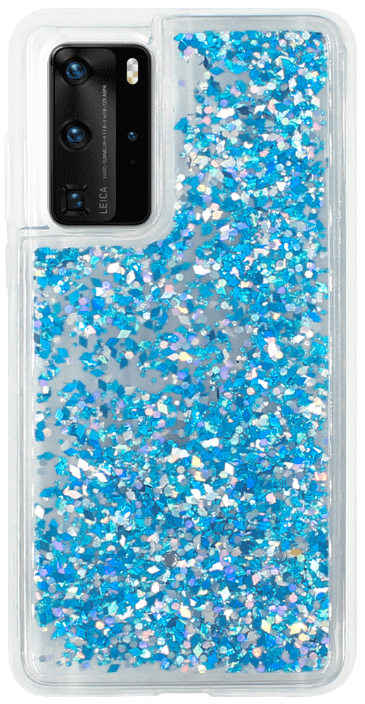 Huawei P40 szilikon tok gyári Liquid Sparkle kék/ezüst