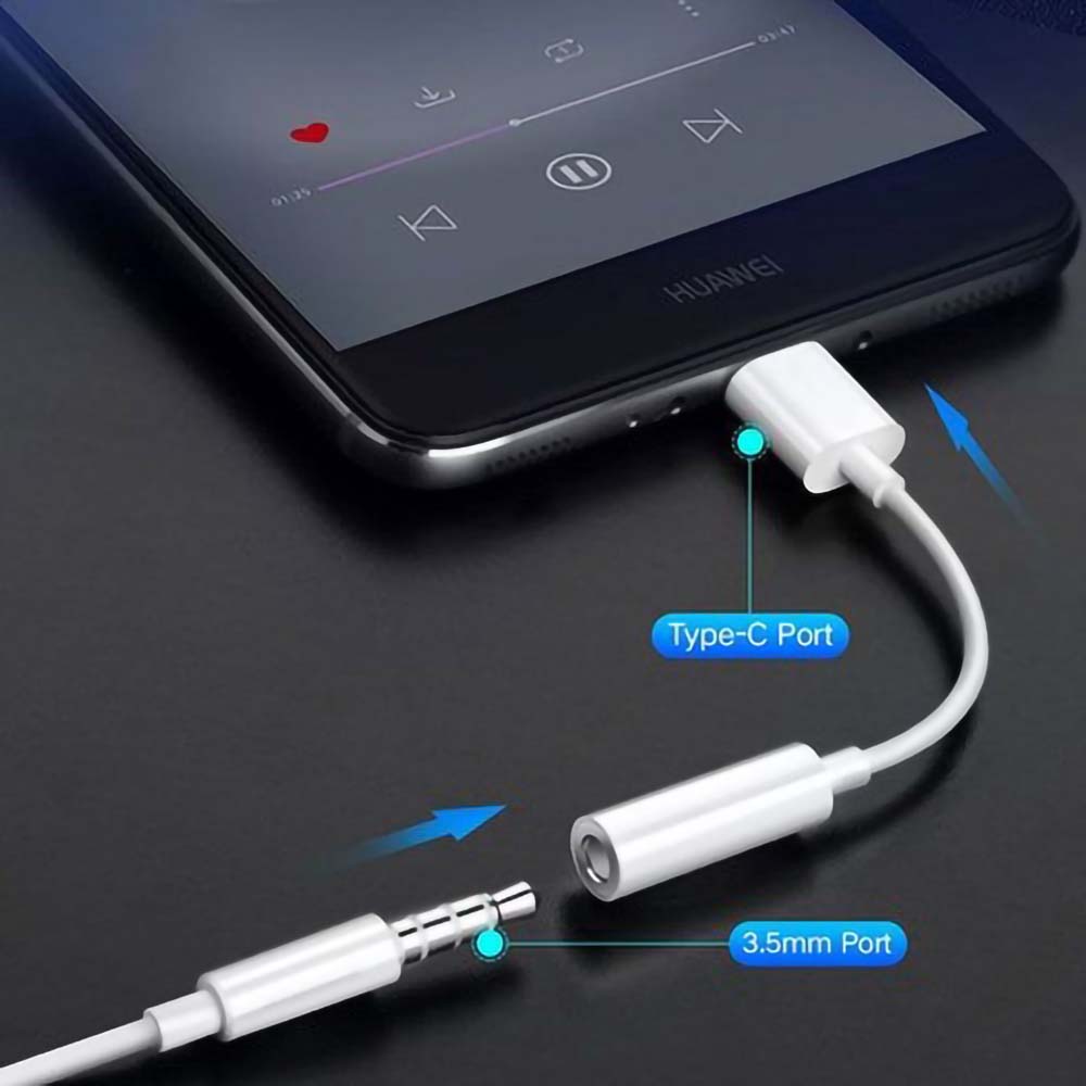 Huawei Honor 10i átalakító adapter 3,5mm Jack csatlakozóról TYPE-C csatlakozóra fekete