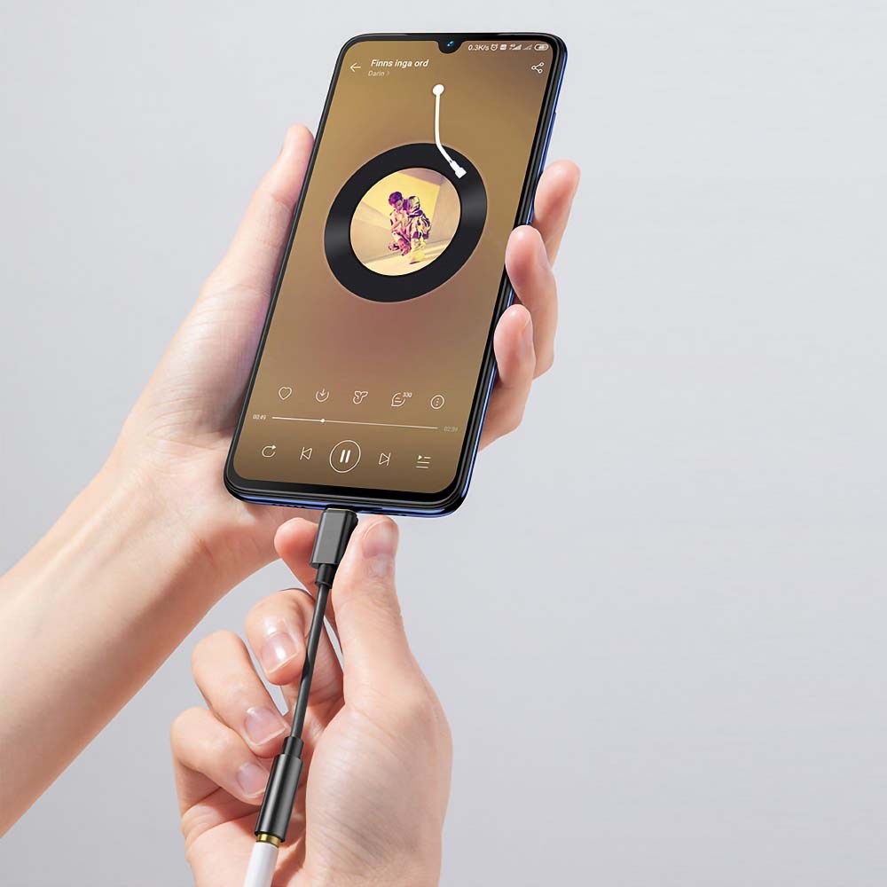 Xiaomi Mi Mix 2S átalakító adapter 3,5mm Jack csatlakozóról TYPE-C csatlakozóra fekete