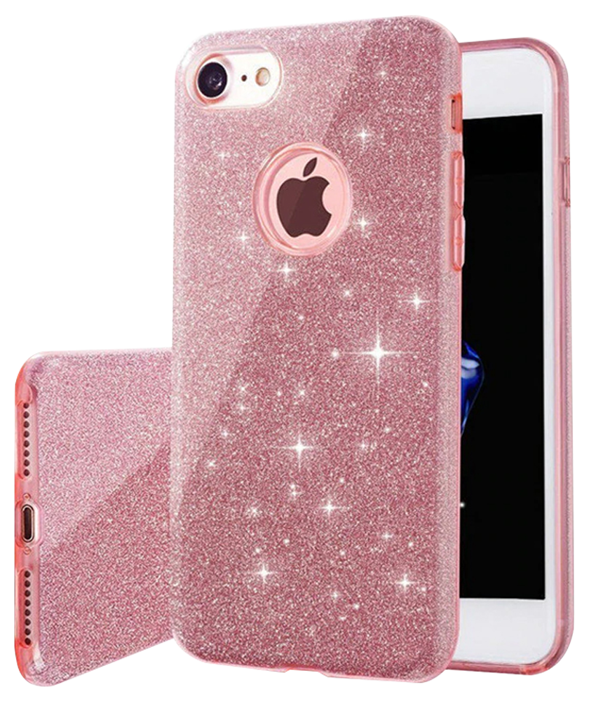 Samsung Galaxy A71 (SM-A715F) szilikon tok kivehető ezüst csillámporos réteg halvány rózsaszín