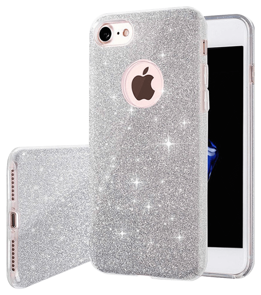 Xiaomi Redmi Note 9 Pro Max szilikon tok kivehető ezüst csillámporos réteg átlátszó