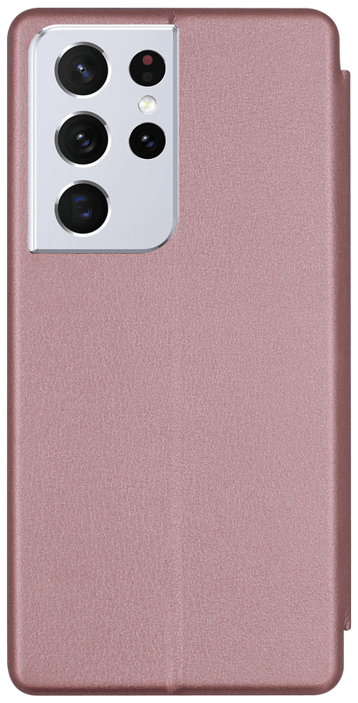 Samsung Galaxy S21 Ultra 5G (SM-G998B) oldalra nyíló mágneses flipes bőrtok prémium minőség rozéarany