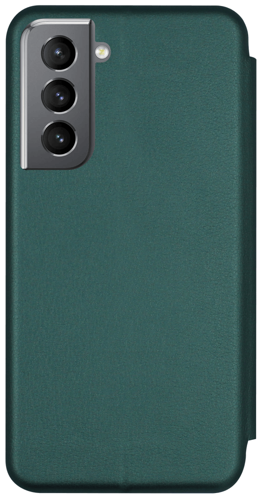 Samsung Galaxy S21 5G (SM-G991B) oldalra nyíló mágneses flipes bőrtok prémium minőség sötétzöld