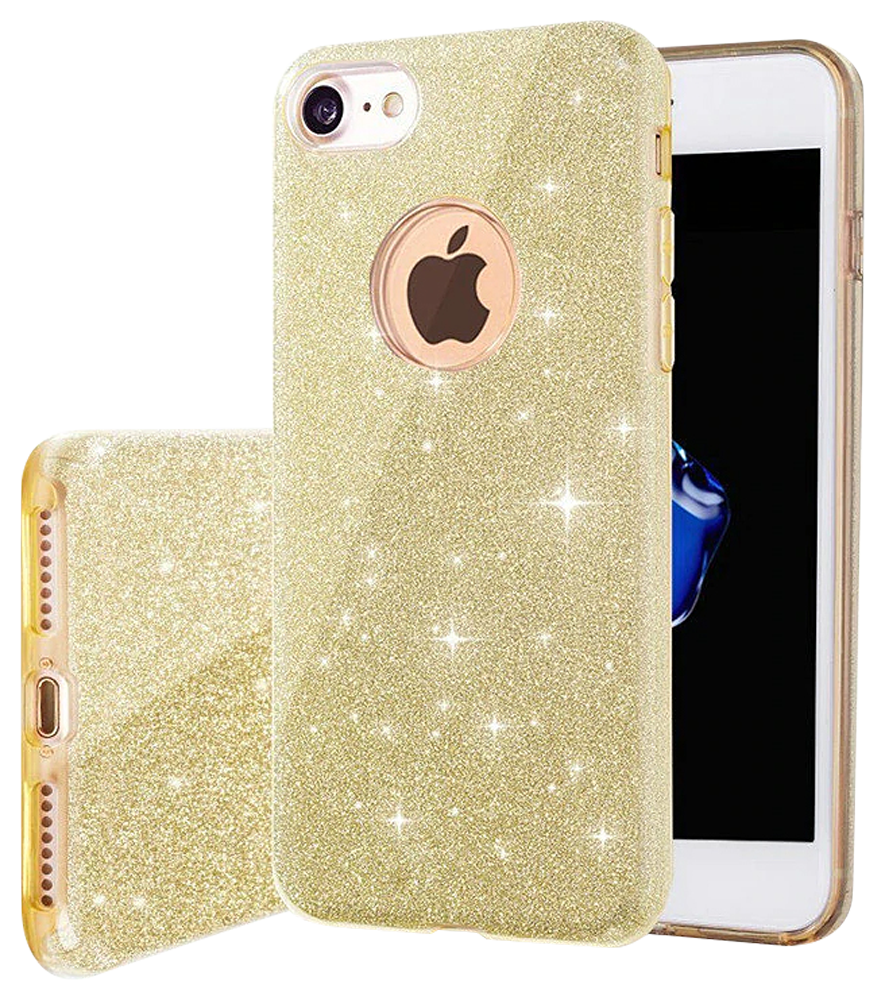 Samsung Galaxy A30s (SM-A307F) szilikon tok kivehető ezüst csillámporos réteg halvány sárga