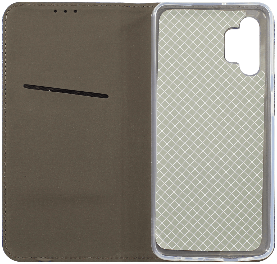 Samsung Galaxy A32 5G (SM-A326) oldalra nyíló flipes bőrtok rombusz mintás sötétkék