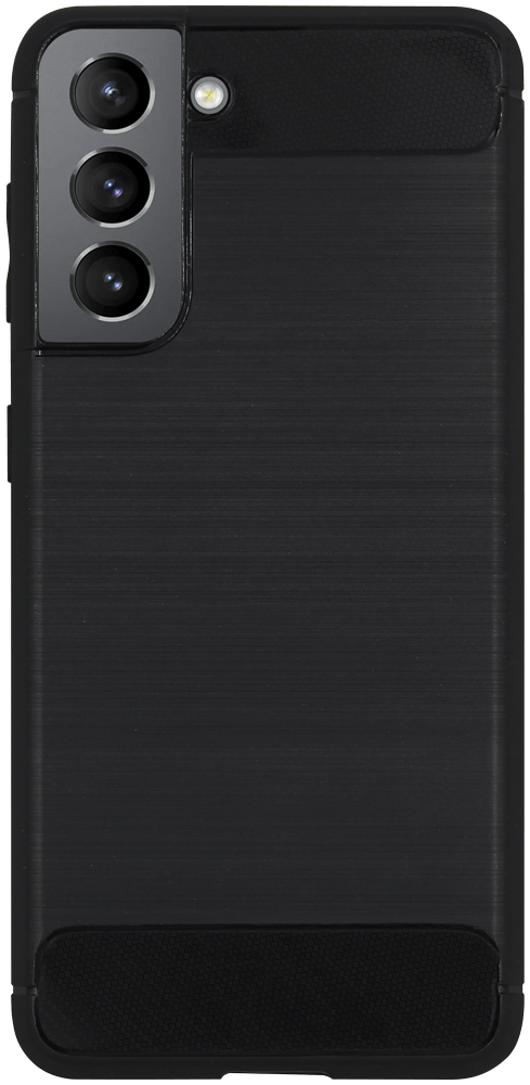 Samsung Galaxy S21 5G (SM-G991B) ütésálló szilikon tok szálcsiszolt-karbon minta légpárnás sarok fekete