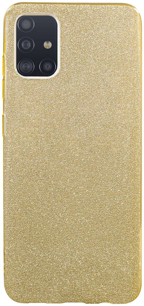 Samsung Galaxy A51 (SM-A515F) szilikon tok kivehető ezüst csillámporos réteg halvány sárga