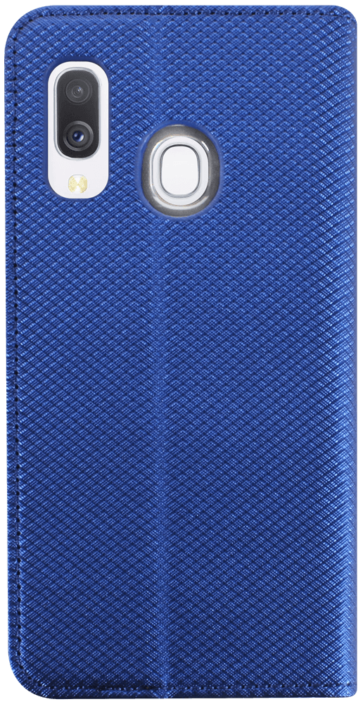 Samsung Galaxy A40 (SM-405) oldalra nyíló flipes bőrtok rombusz mintás sötétkék