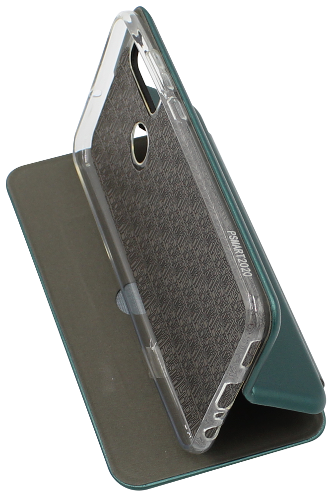 Huawei P Smart 2020 oldalra nyíló mágneses flipes bőrtok prémium minőség sötétzöld