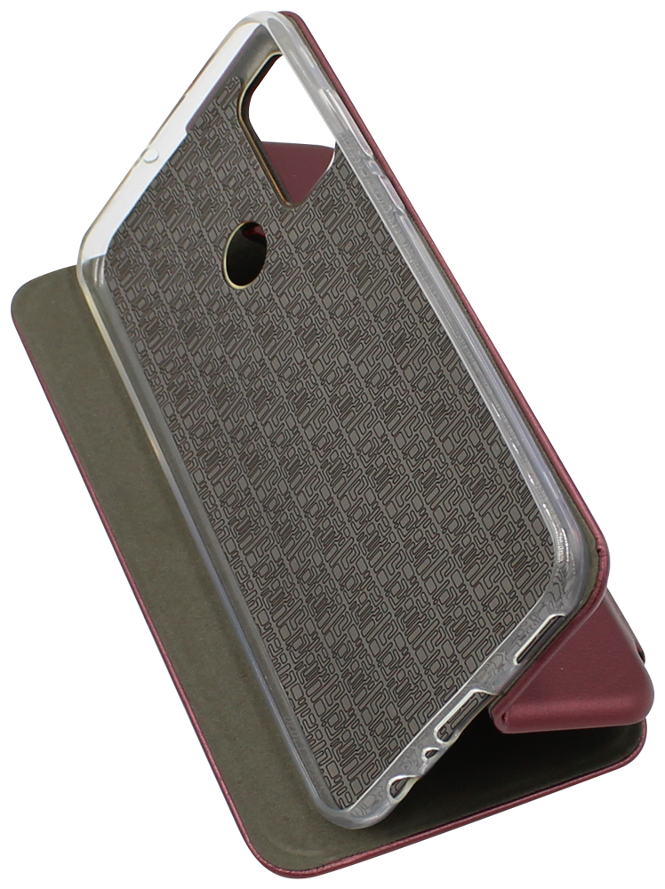 Huawei P Smart 2020 oldalra nyíló mágneses flipes bőrtok prémium minőség bordó