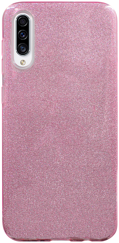 Samsung Galaxy A50s (SM-A507F) szilikon tok kivehető ezüst csillámporos réteg halvány rózsaszín
