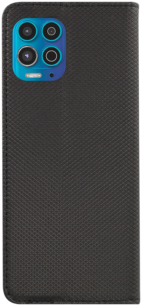 Motorola Moto G100 oldalra nyíló flipes bőrtok rombusz mintás fekete