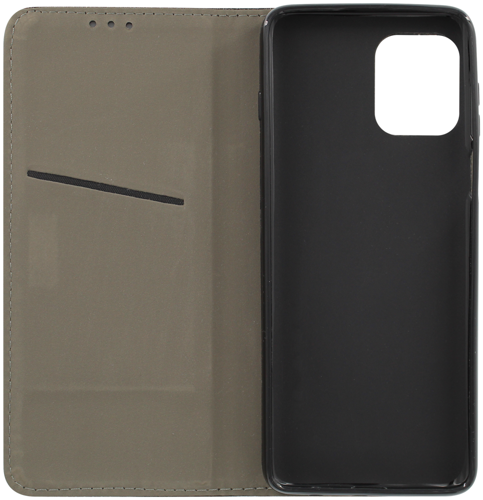 Motorola Moto G100 oldalra nyíló flipes bőrtok rombusz mintás fekete