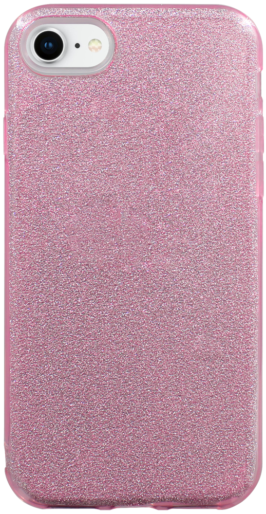 Apple iPhone SE (2020) szilikon tok kivehető ezüst csillámporos réteg halvány rózsaszín
