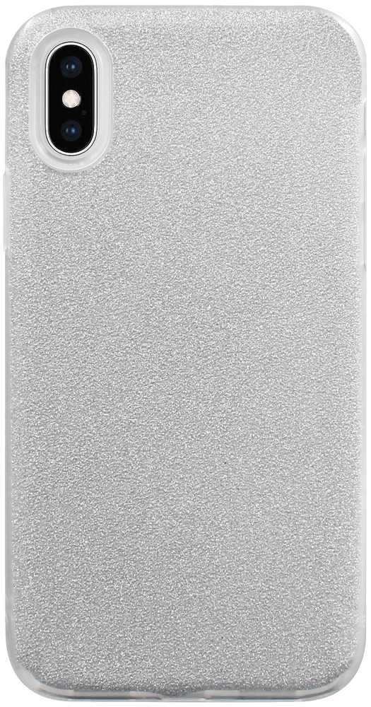 Apple iPhone X szilikon tok kivehető ezüst csillámporos réteg átlátszó