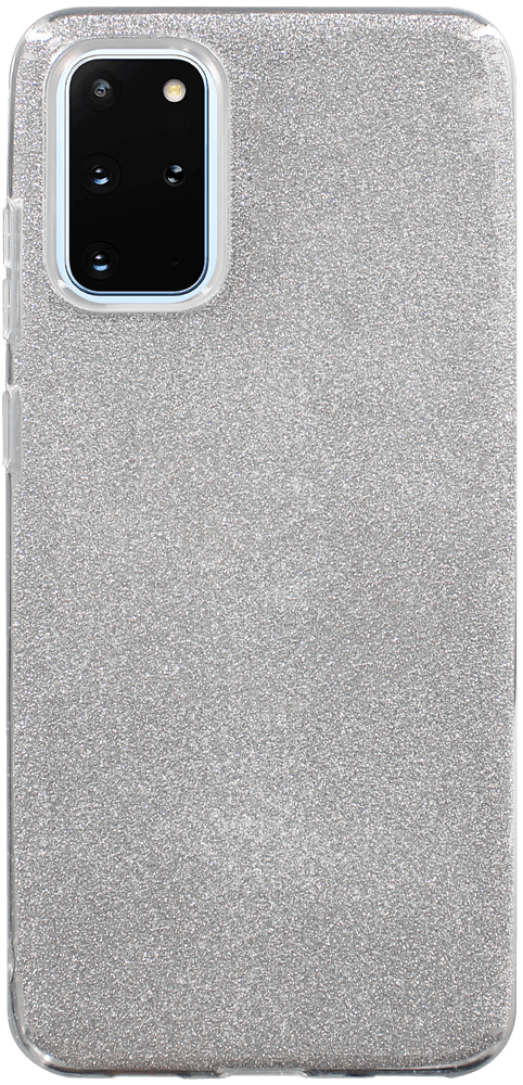 Samsung Galaxy S20 Plus (SM-G985F) szilikon tok kivehető ezüst csillámporos réteg átlátszó