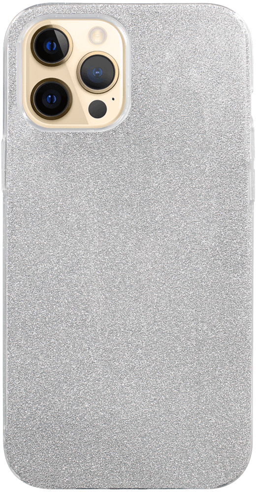 Apple iPhone 12 Pro Max szilikon tok kivehető ezüst csillámporos réteg átlátszó